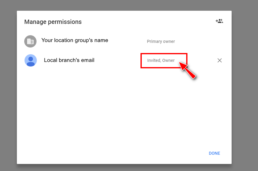 Manage Permissions: Invite Owner as User